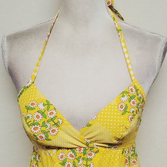 Rare Vintage 1960s Sears JR Bazaar Mod Yellow Checkered Daisy Full Apron Bikini - Picture 7 of 16